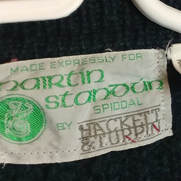 Handloomed in Ireland 100% Wool Chunky Coastal Cardigan Vintage Donegal GREEN - Picture 8 of 11